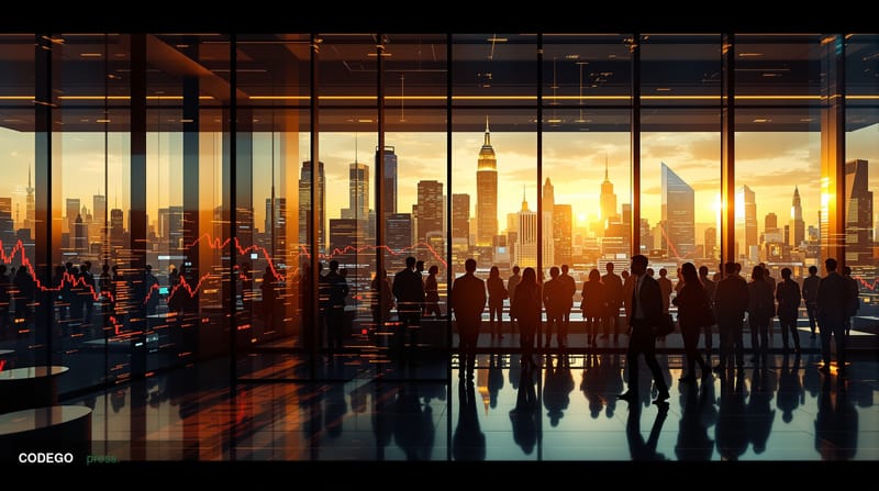 A dramatic photorealistic editorial photograph showing the stark contrast between profit and loss in the cryptocurrency marke