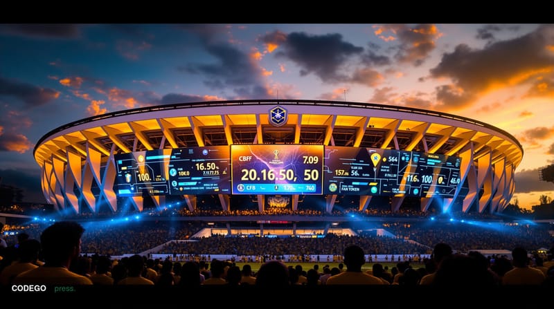 A dramatic wide-angle shot of Brazil's iconic Maracanã Stadium at golden hour, with the distinctive curved architecture bathe