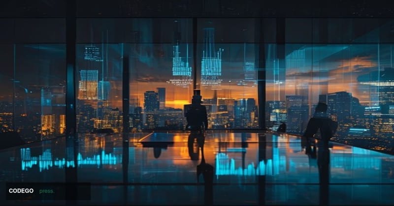 A cinematic editorial photograph of a gleaming modern venture capital boardroom in San Francisco's Financial District, shot f