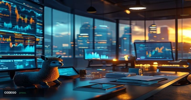 A cinematic editorial photograph set inside a sleek, modern financial technology operations center, with large curved monitor