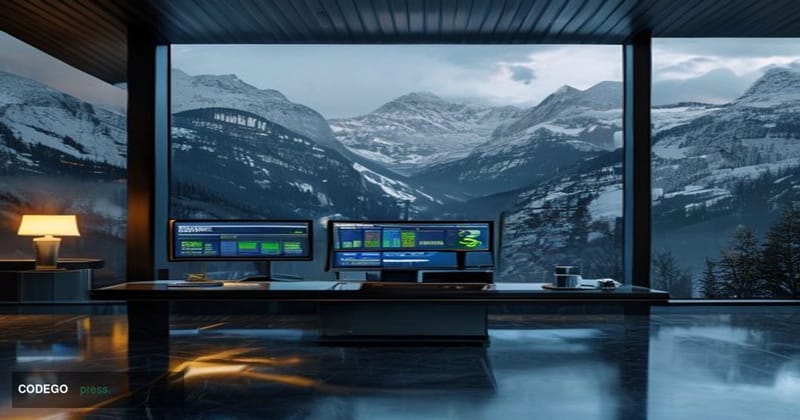 A photorealistic 8K cinematic editorial photograph of a sleek, modern private banking office interior unmistakably set in Lie