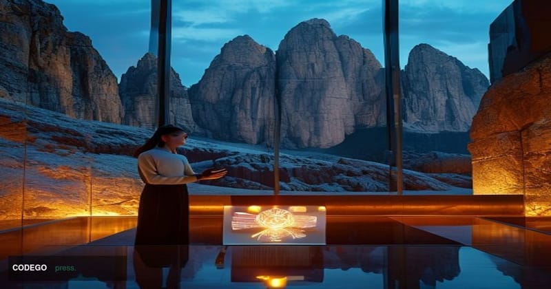 A cinematic editorial photograph set in the dramatic alpine landscape of Bozen (Bolzano), Italy, with the jagged pale limesto