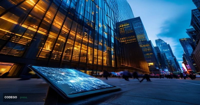 A cinematic editorial photograph of the Bank of New York Mellon's iconic Manhattan headquarters tower shot from a low-angle p
