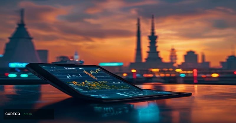 A dramatic cinematic editorial photograph set in Jakarta, Indonesia, with the iconic Monas (National Monument) visible in the