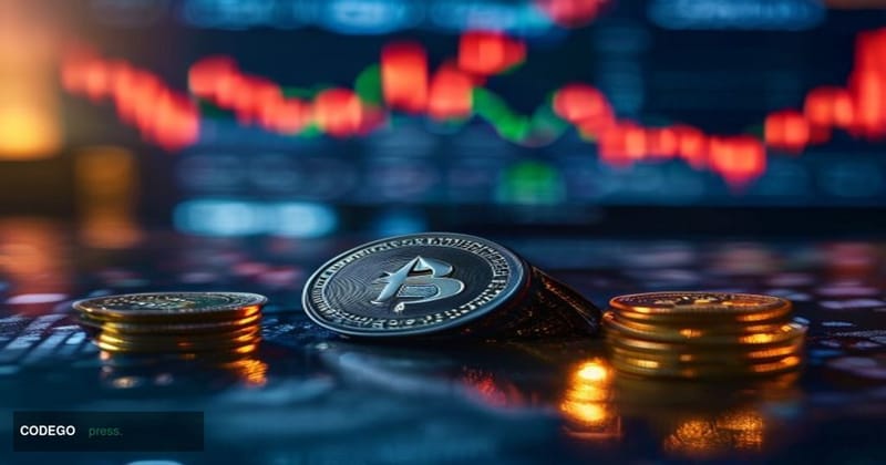 A dramatic cinematic editorial photograph depicting a close-up of a glowing Cardano (ADA) hardware token or coin resting on t