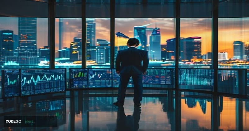 # Image Prompt

A sleek modern trading floor viewed through floor-to-ceiling windows at dusk, with Singapore's glittering sky