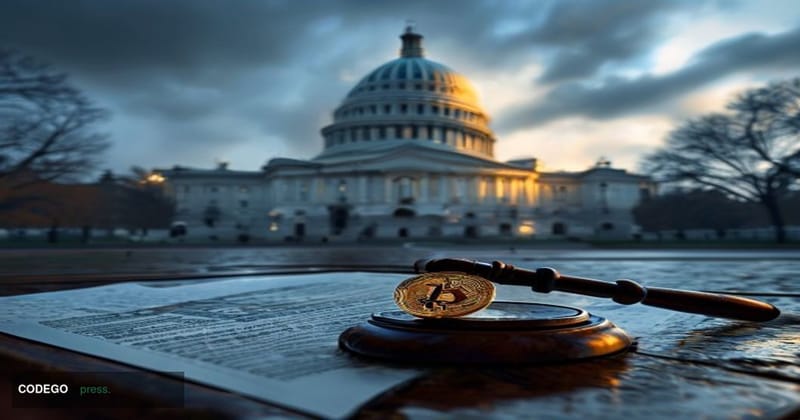 A dramatic cinematic editorial photograph set inside or just outside the Illinois State Capitol building in Springfield, with