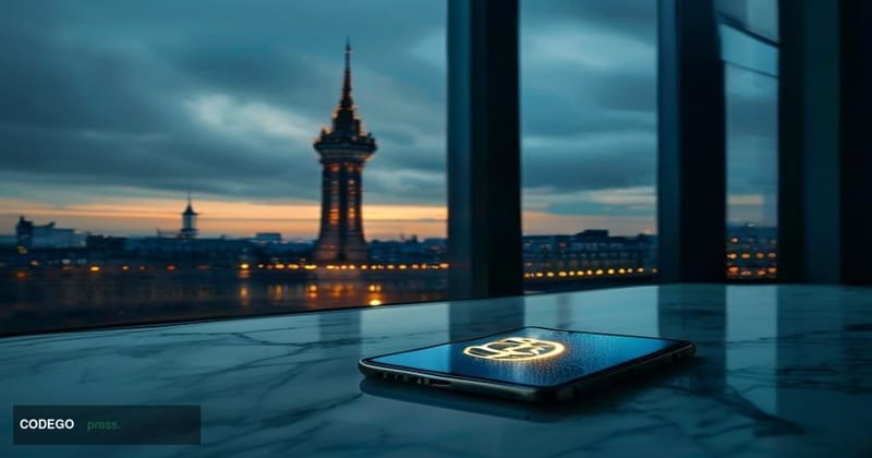 A dramatic editorial photograph centered on the European Central Bank's iconic glass-and-steel headquarters in Frankfurt, Ger