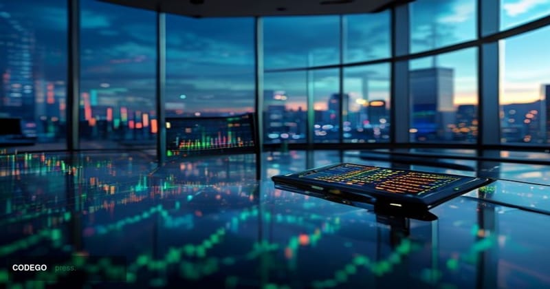 A cinematic editorial photograph depicting the financial heart of institutional digital asset infrastructure. The foreground 