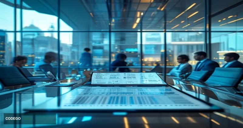 # Image Prompt

A modern European regulatory office interior photographed from a mid-level angle, showing a sophisticated gla