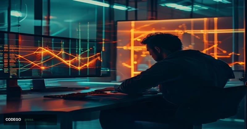 A cinematic editorial photograph set inside a dimly lit, high-security blockchain research lab environment evoking the Ethere