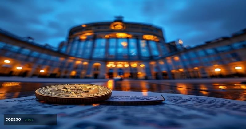 A photorealistic cinematic editorial photograph of the European Parliament building in Strasbourg, France, captured at dusk w