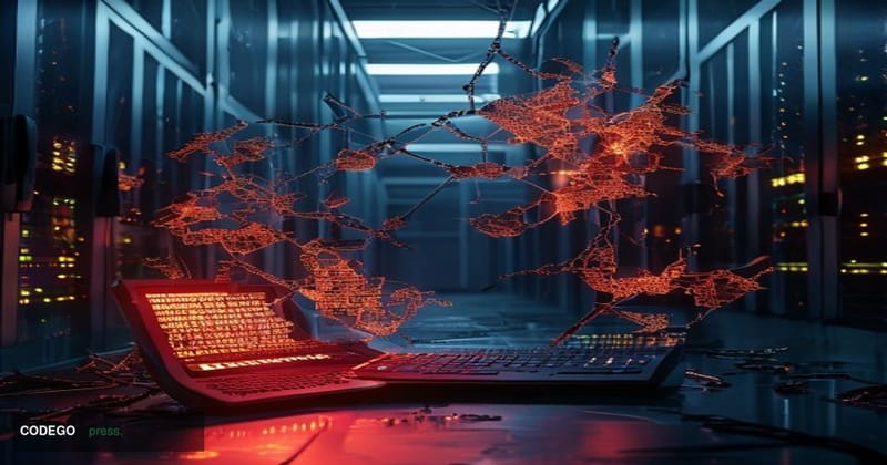 A dramatic cinematic editorial photograph depicting a shattered digital garden motif — cracked blockchain nodes visualized as