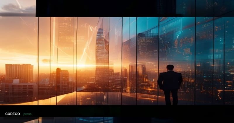 A cinematic photorealistic editorial photograph capturing the symbolic convergence of traditional banking and cryptocurrency 