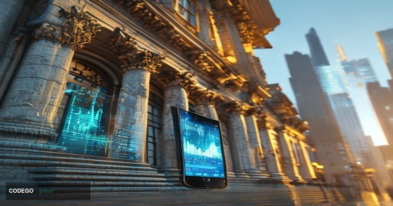 A photorealistic cinematic editorial photograph shot from a low angle looking up at a grand, historically ornate German Spark