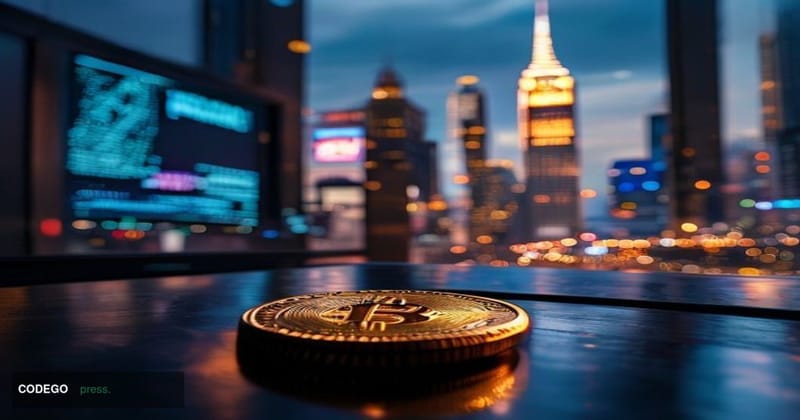 A photorealistic cinematic editorial photograph of the Nasdaq MarketSite tower in Times Square, New York City, with the MSTR 
