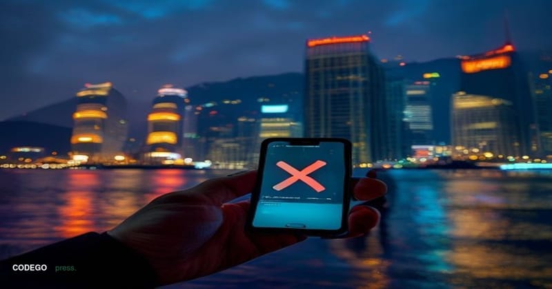 A cinematic editorial photograph set at night in Hong Kong's Central financial district, with the iconic skyline of glass tow