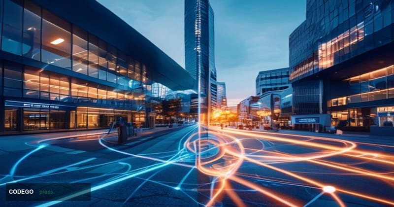 # Image Prompt: JCB and Circle USDC Payments Partnership

A split-screen composition showing the intersection of traditional 