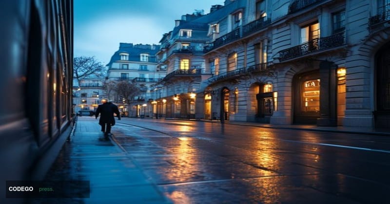 A dramatic wide-angle shot of the European Securities and Markets Authority headquarters in Paris, France, photographed at du
