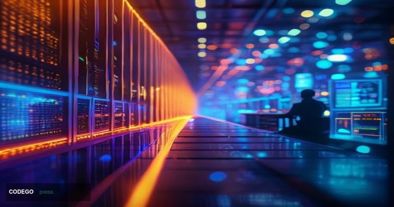 A cinematic editorial photograph depicting a dramatic blockchain infrastructure transition, set against the recognizable arch