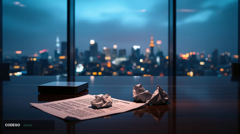 A cinematic editorial photograph set inside a sleek South Korean corporate boardroom, with floor-to-ceiling glass walls overl