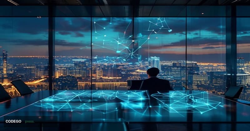 A cinematic editorial photograph of a sleek, modern venture capital boardroom in San Francisco's South of Market district, ba