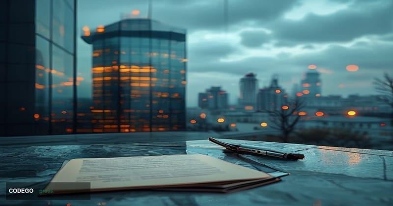 A cinematic editorial photograph set in Vilnius, Lithuania, with the iconic Gediminas Tower visible in the soft-focus backgro