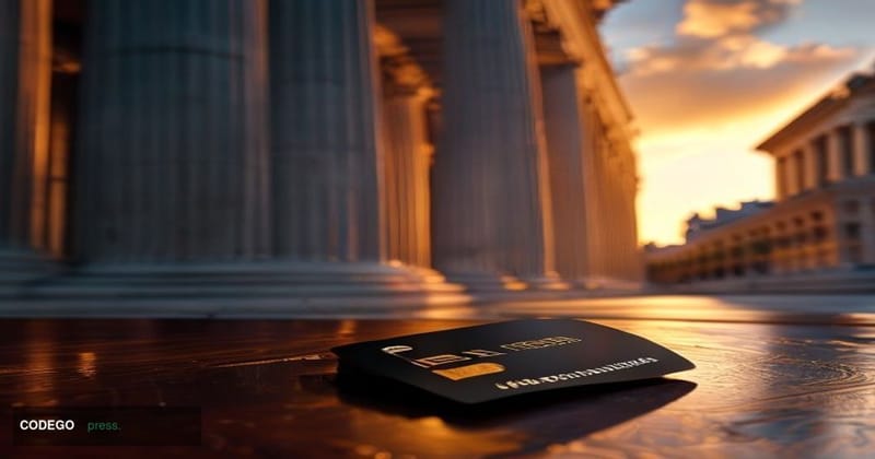 A cinematic editorial photograph depicting a dramatic visual metaphor of Revolut's transatlantic ambition: in the foreground,