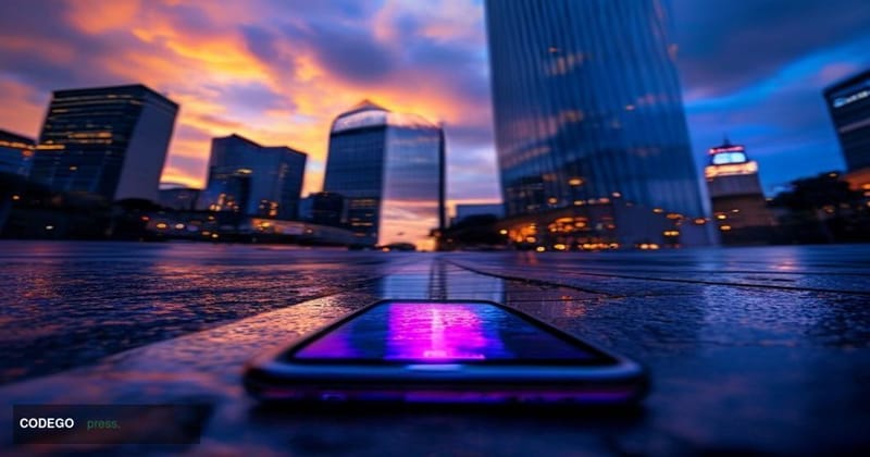 A cinematic editorial photograph taken at street level in Sydney's central business district, looking up at the glass facades
