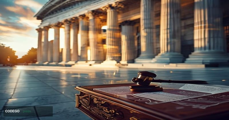 A cinematic editorial photograph of the U.S. Securities and Exchange Commission headquarters in Washington D.C., the iconic n