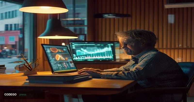 A photorealistic editorial photograph set inside a modest but modern small business office — think a compact accounting or bo