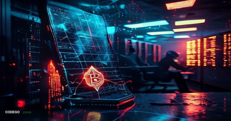 A cinematic editorial photograph depicting a cracked smartphone screen displaying recognizable space-technology branding alon