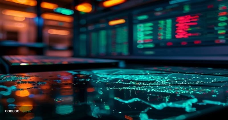 A cinematic editorial photograph depicting the aftermath of a high-value digital heist targeting a decentralized finance prot