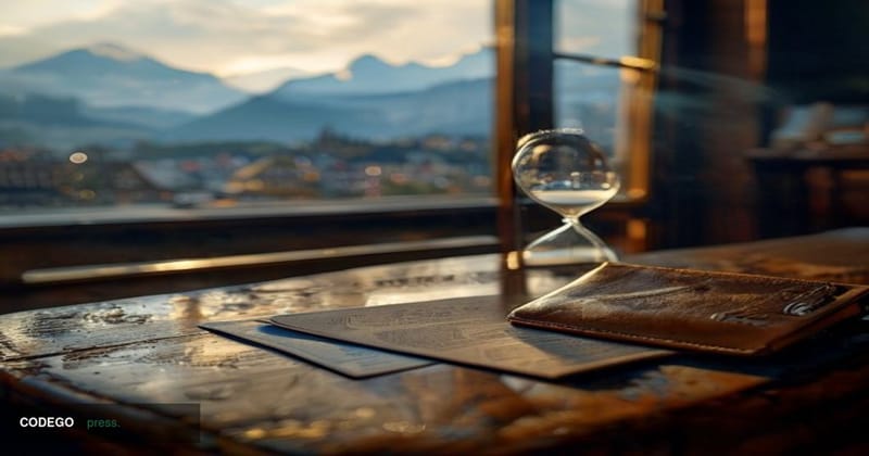 A cinematic editorial photograph set in Zurich, Switzerland, with the iconic lake and Alpine backdrop softly blurred in the b