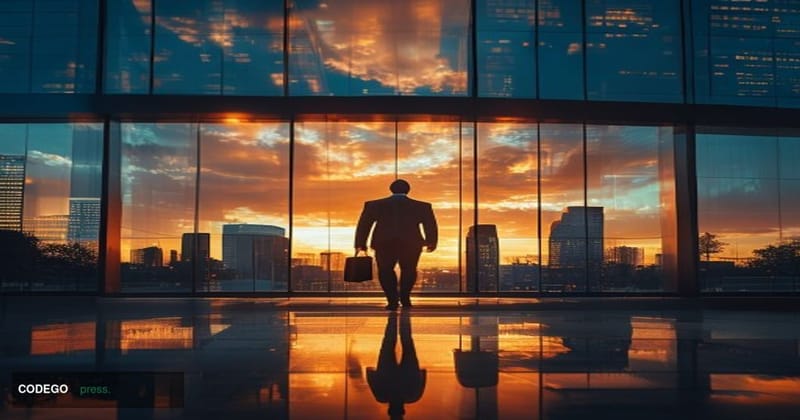 A cinematic editorial photograph of a sleek, modern banking headquarters in downtown Dallas, Texas, with the iconic Dallas sk