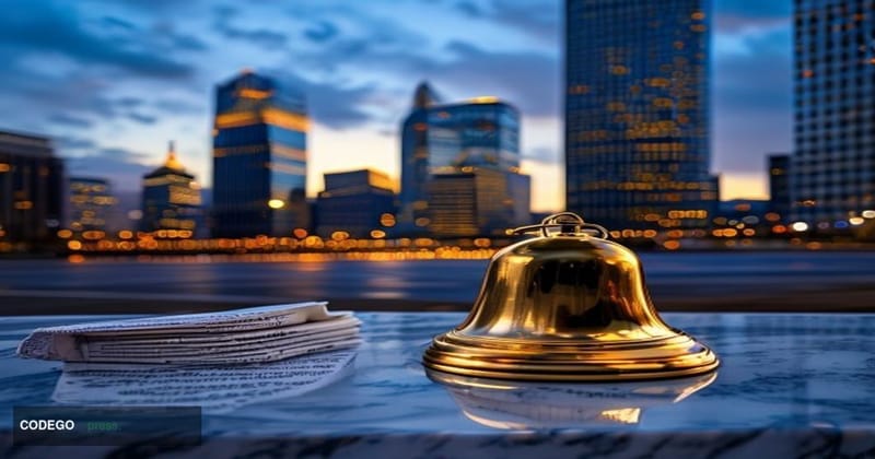 A cinematic editorial photograph taken at golden hour from street level in downtown Dallas, Texas, with the recognizable glea