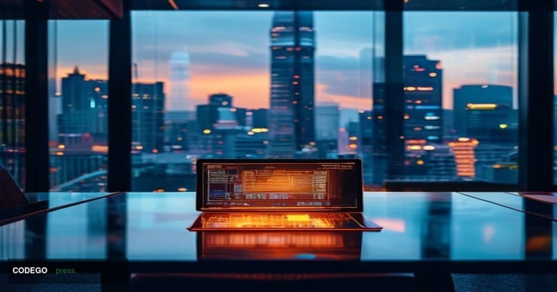 A cinematic editorial photograph set in Bangkok, Thailand, with the iconic Mahanakhon Tower and modern financial district sky