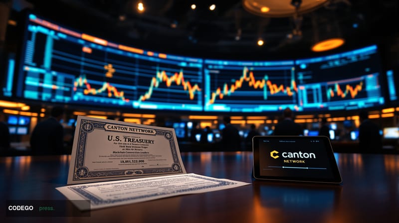 A cinematic editorial photograph set in a sleek, high-ceilinged institutional trading floor, identifiable as a major Wall Str