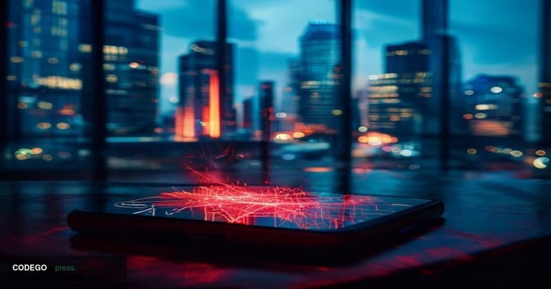 A cinematic editorial photograph set in Singapore's financial district at night, with the distinctive Marina Bay Sands skylin