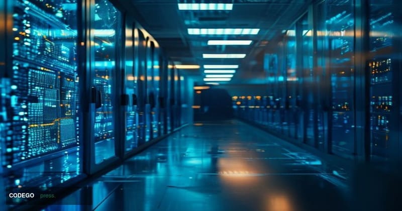 A cinematic editorial photograph set inside a high-security digital finance operations center at night, bathed in cold blue a