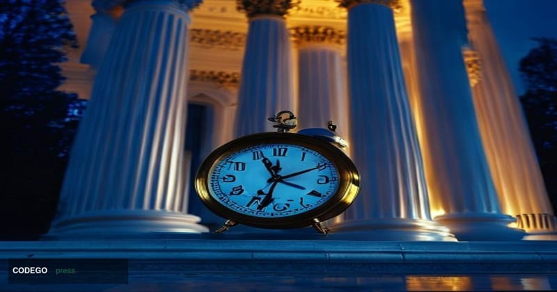 A dramatic close-up of the White House North Portico at night, photographed from a low angle with the building's iconic colum
