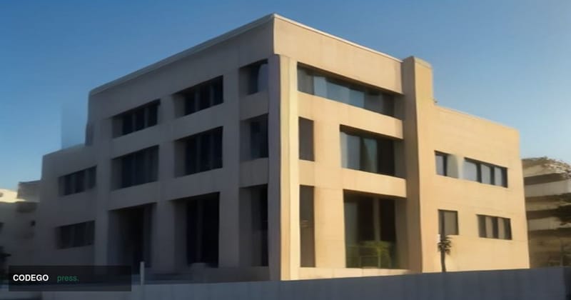 A cinematic editorial photograph set at the headquarters of the Cyprus Securities and Exchange Commission in Nicosia, Cyprus,