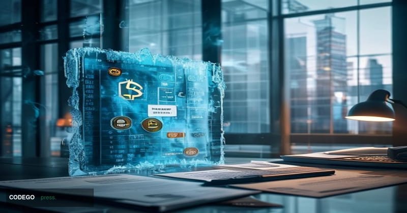 # Image Prompt

A dramatic overhead shot of a frozen digital transaction screen displaying cryptocurrency wallet addresses an