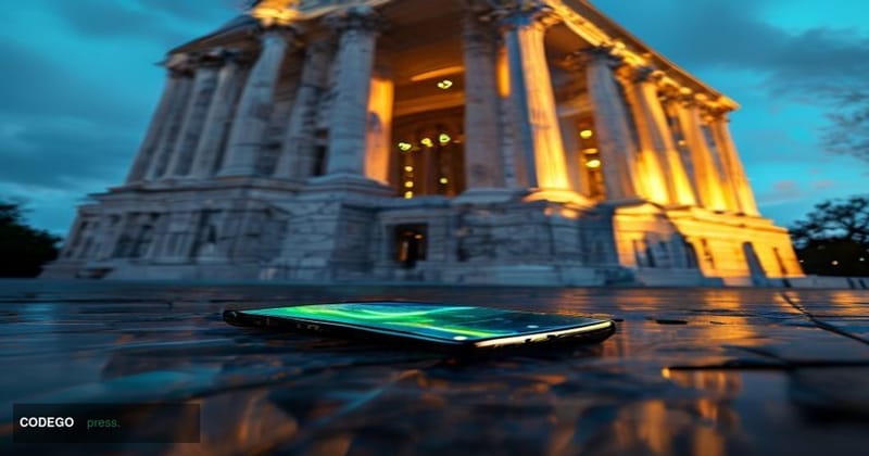 A cinematic editorial photograph depicting the exterior of a grand neoclassical U.S. federal financial regulatory building in