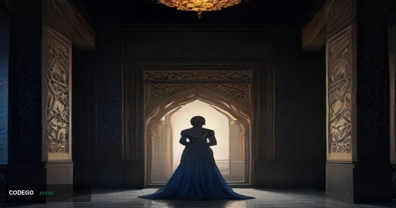 A cinematic editorial photograph set in the dramatic intersection of Middle Eastern architectural grandeur and American finan