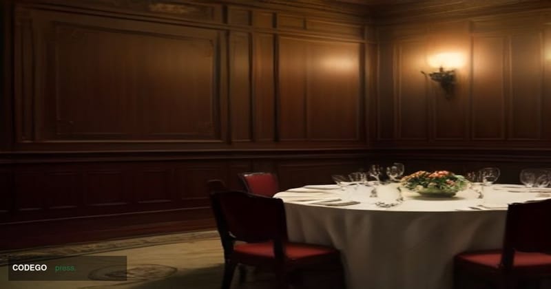 A cinematic editorial photograph set inside an elegant Washington DC private dining club, evoking the Exchequer Club's storie