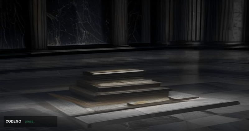 A photorealistic cinematic editorial photograph centered on a monumental stack of physical US Treasury bond certificates and 