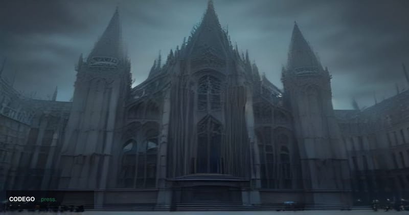 A dramatic wide-angle shot of the exterior of the Royal Courts of Justice on the Strand in London, captured at dusk with over