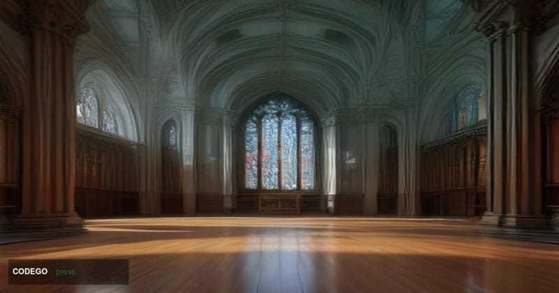 A photorealistic editorial photograph set inside a grand European financial institution's trading floor — cavernous, cathedra