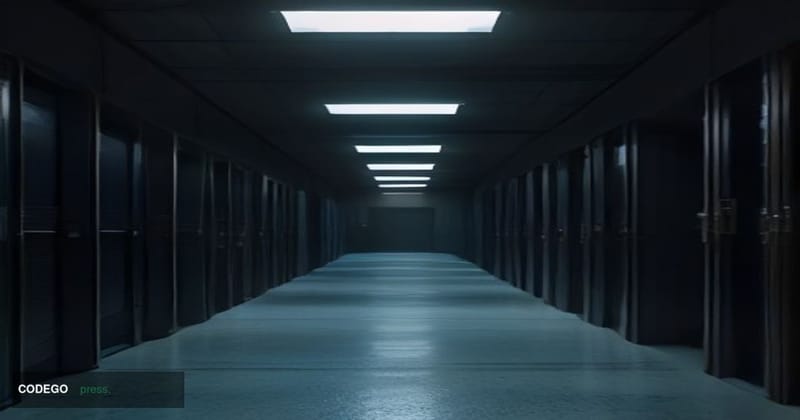 A cinematic editorial photograph set in a dimly lit server room environment evoking a high-stakes digital heist aftermath, wi